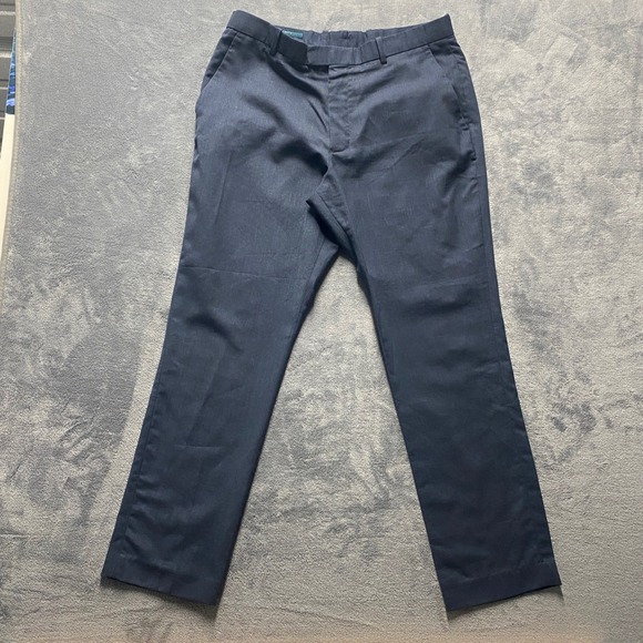 Perry Ellis Other - Perry Ellis Dress Pants Mens 32x30 Slim Fit Navy Blue Flat Front Trousers